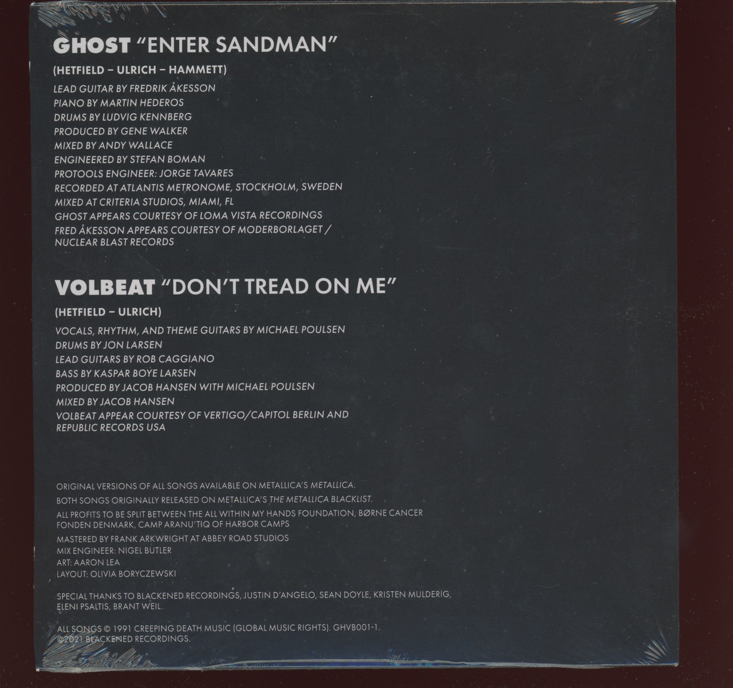 Ghost/volbeat- enter sandman/don’t tread online on me vinyl