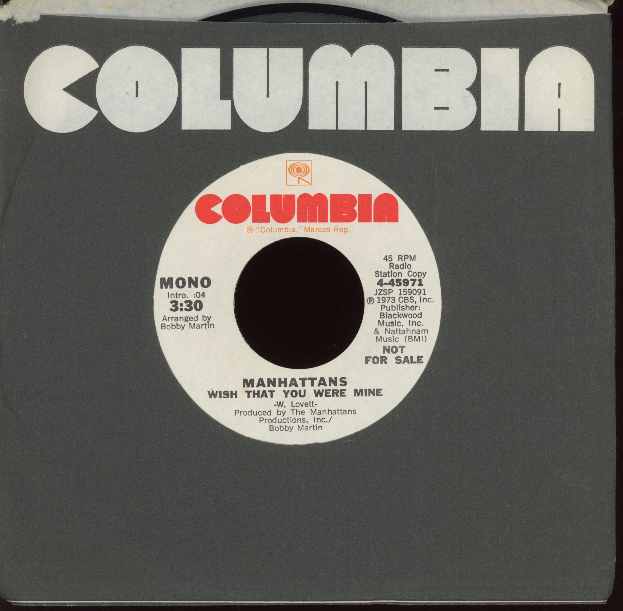 Manhattans - Wish That You Were Mine on Columbia Promo