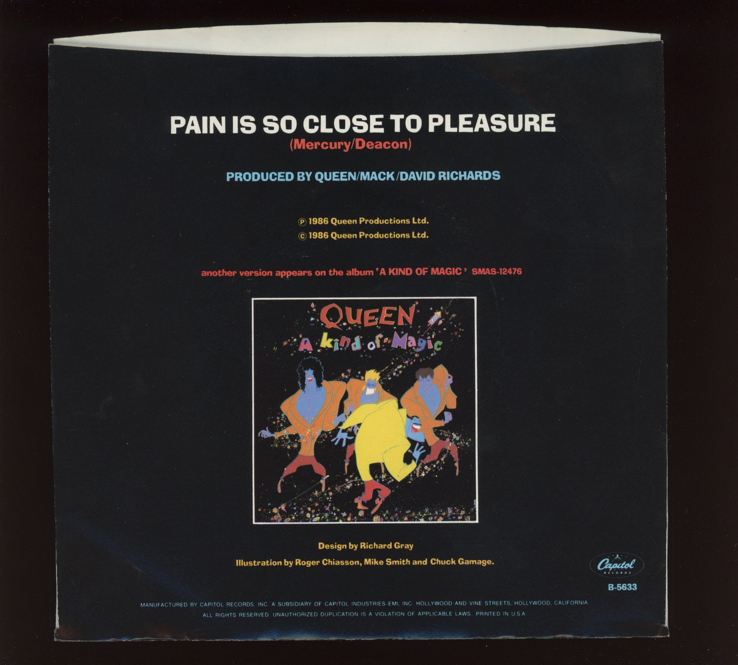 Queen - Pain Is So Close To Pleasure on Capitol With Picture Sleeve