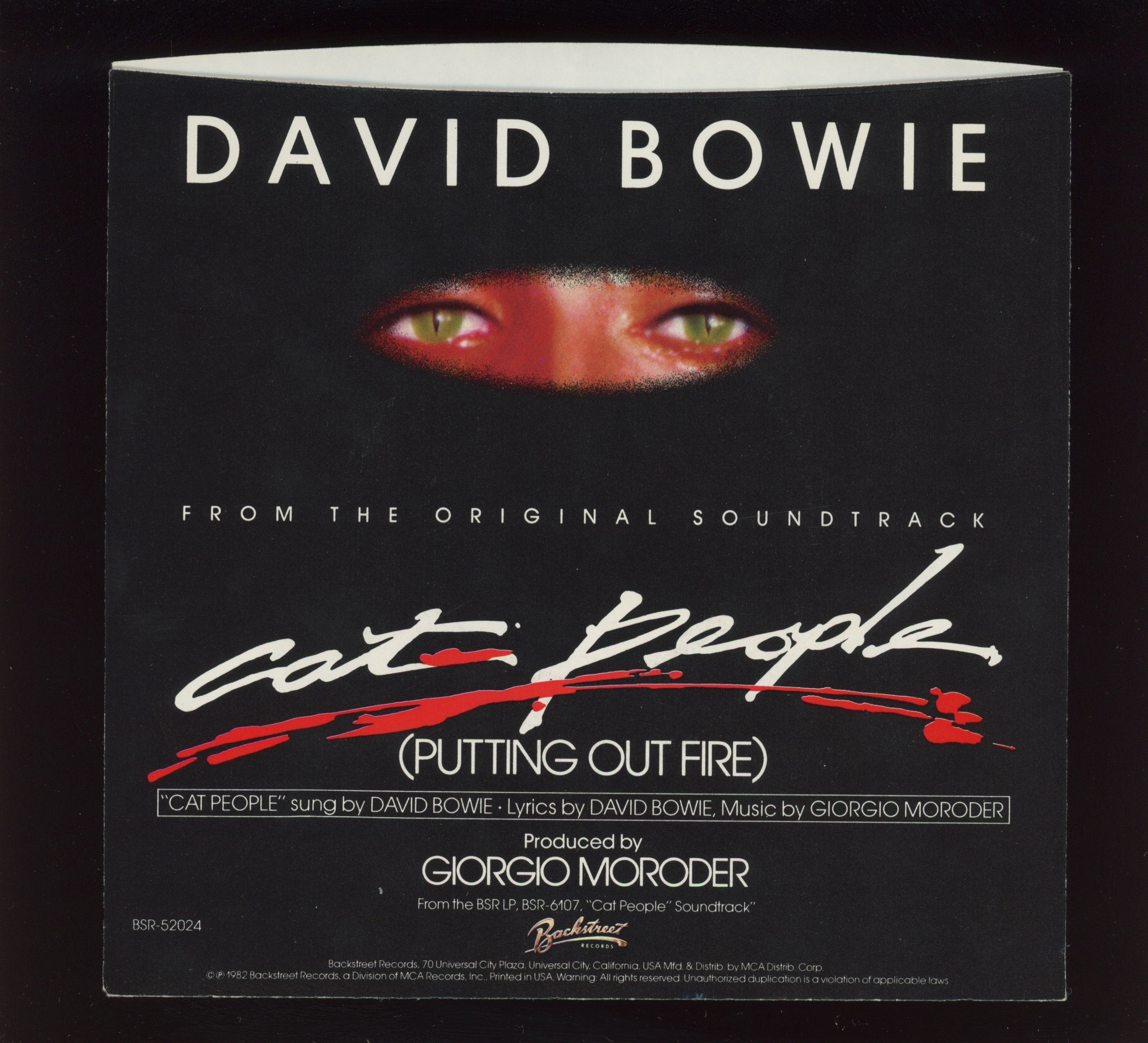 David Bowie - Cat People (Putting Out Fire) (From The Original Soundtrack) on Backstreet With Picture Sleeve