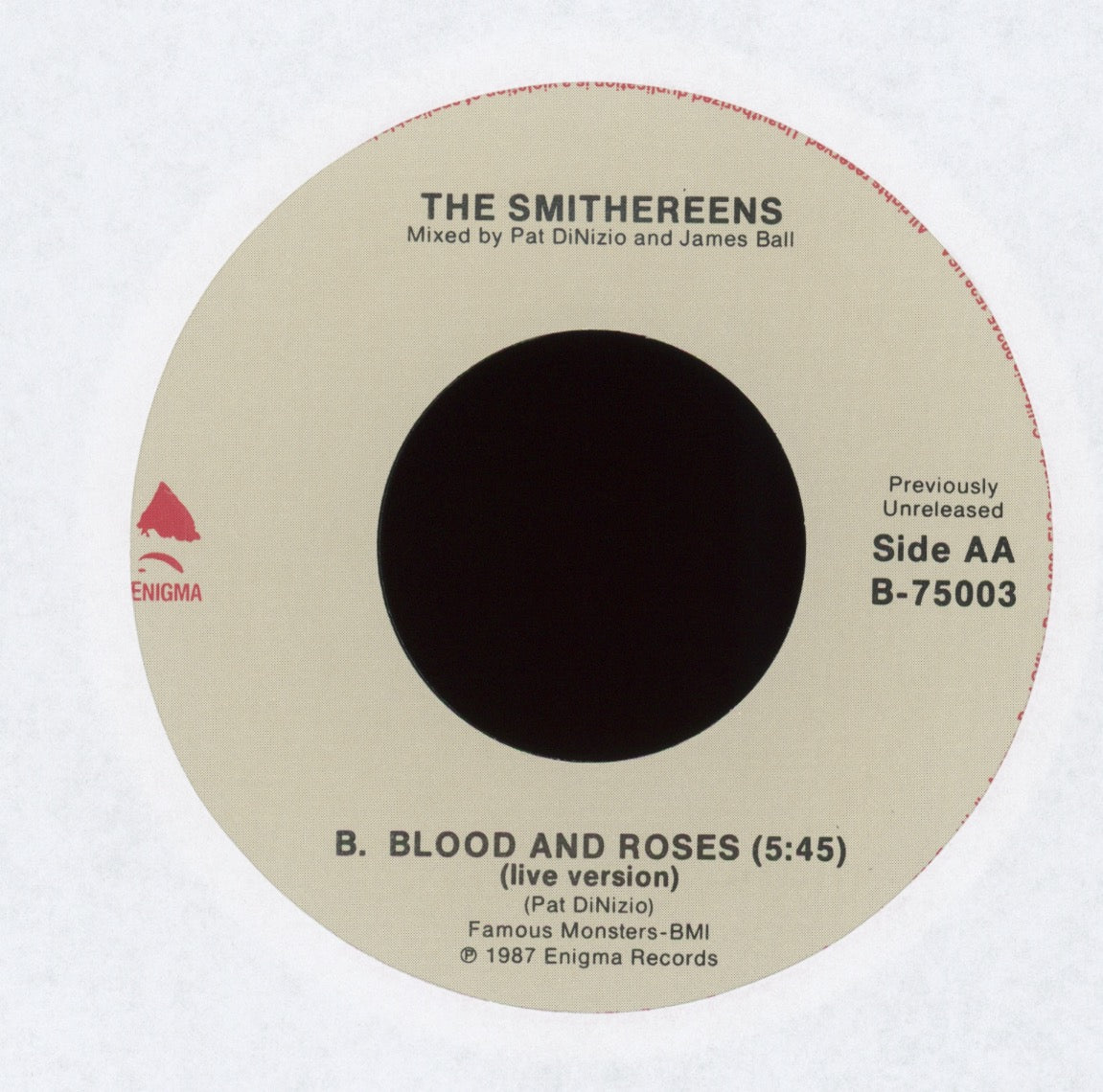 The Smithereens - In A Lonely Place on Enigma With Picture Sleeve