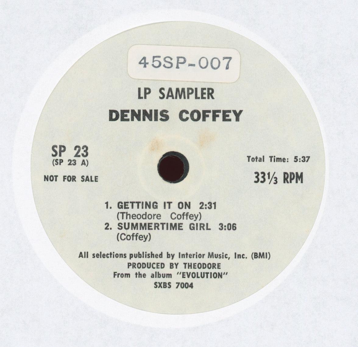 Dennis Coffey - Evolution LP Sampler Promo 7"