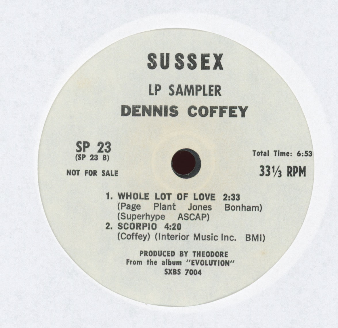 Dennis Coffey - Evolution LP Sampler Promo 7"