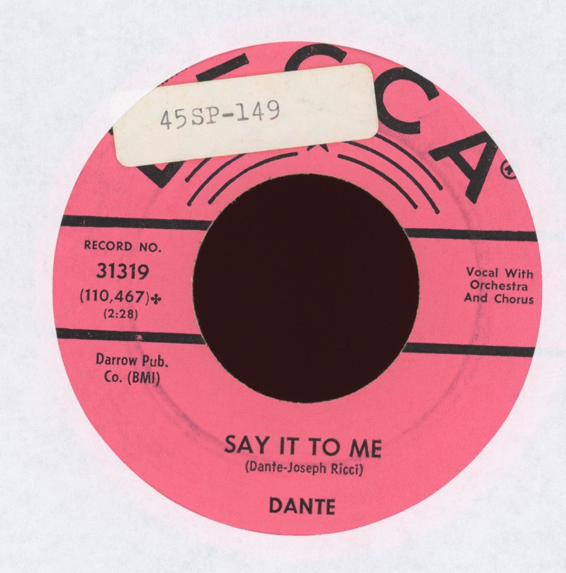 Danté - Ring Or Write Or Call on Decca