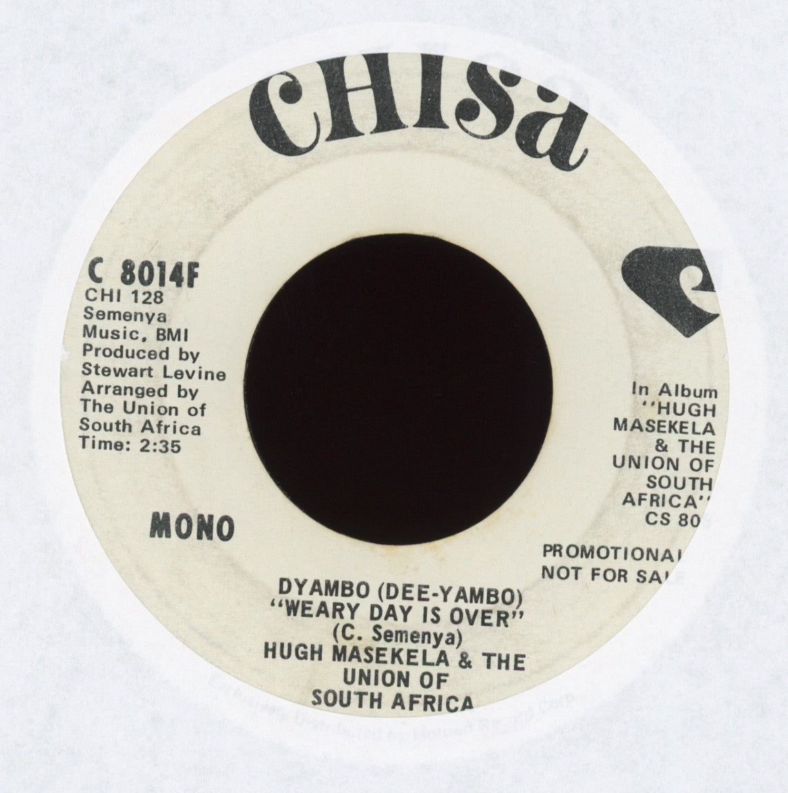 Hugh Masekela & The Union Of South Africa - Dyambo on Chisa Promo