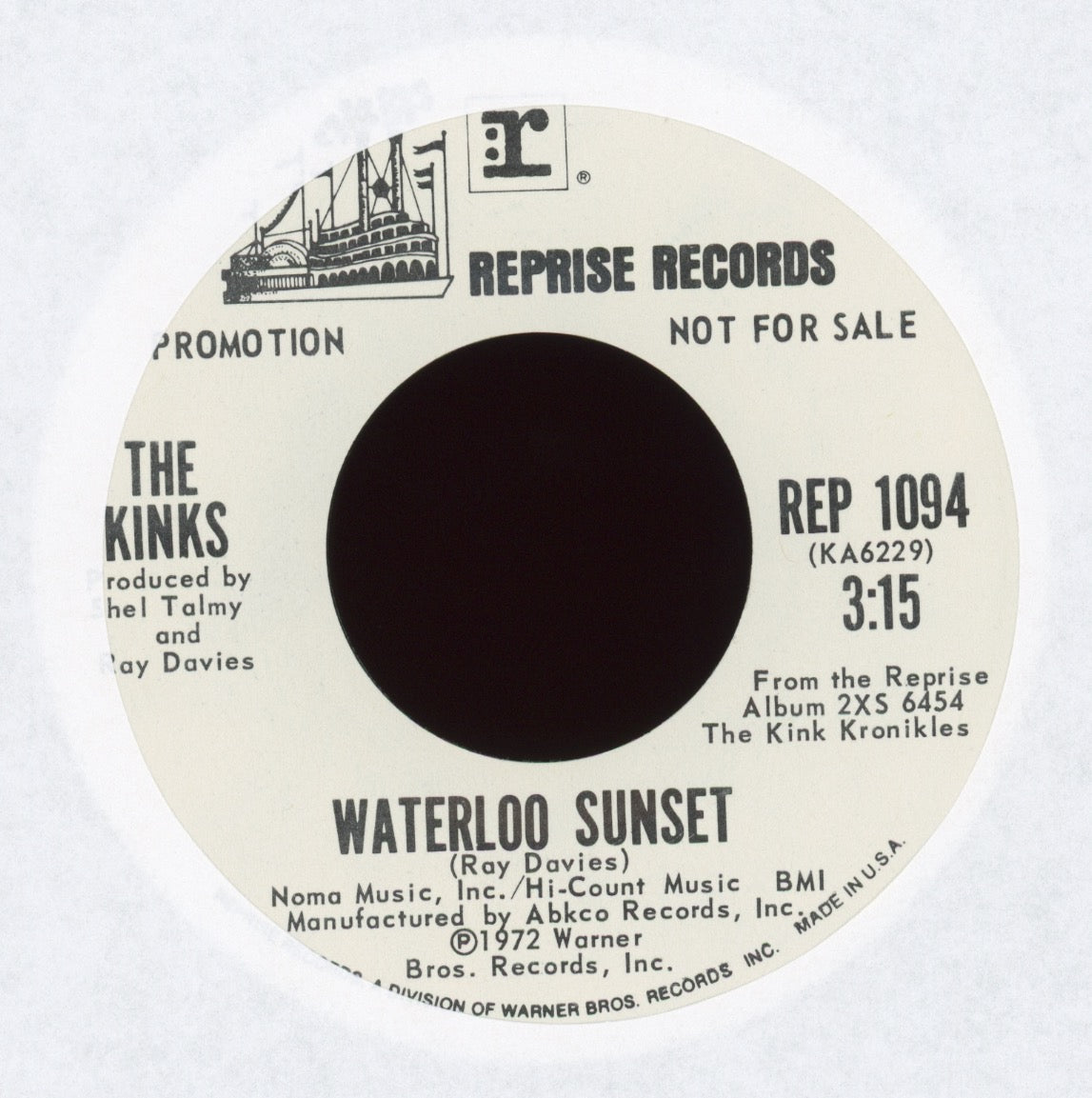 The Kinks - King Kong on Reprise Promo – Plaid Room Records