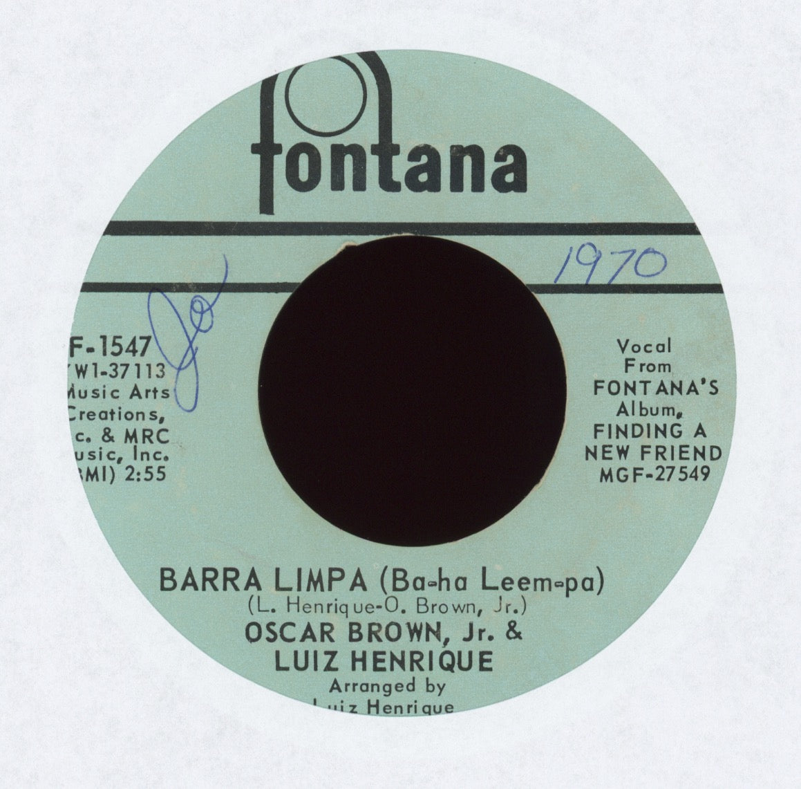 Oscar Brown Jr. & Luiz Henrique - Barra Limpa (Ba-ha Leem-pa) on Fontana