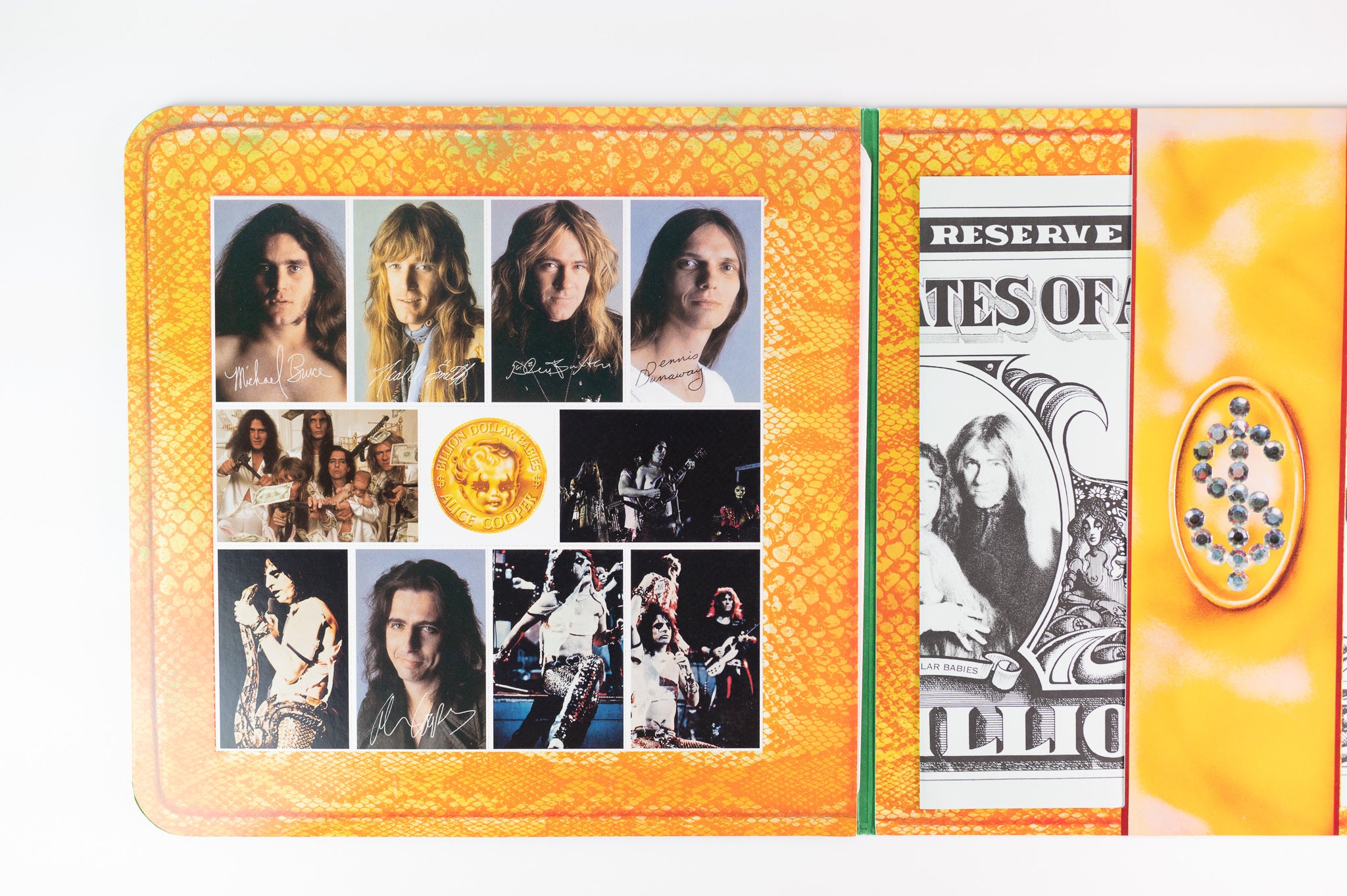 Alice Cooper - Billion Dollar Babies Warner Bros Limited Edition Green/Yellow/Orange Marble Swirl