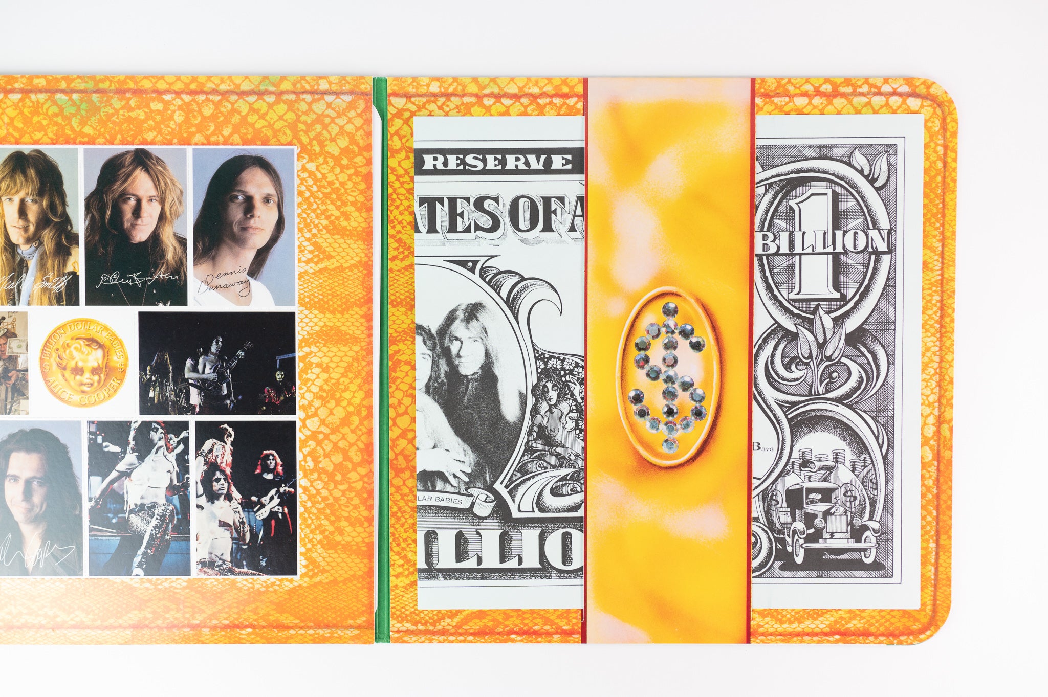 Alice Cooper - Billion Dollar Babies Warner Bros Limited Edition Green/Yellow/Orange Marble Swirl