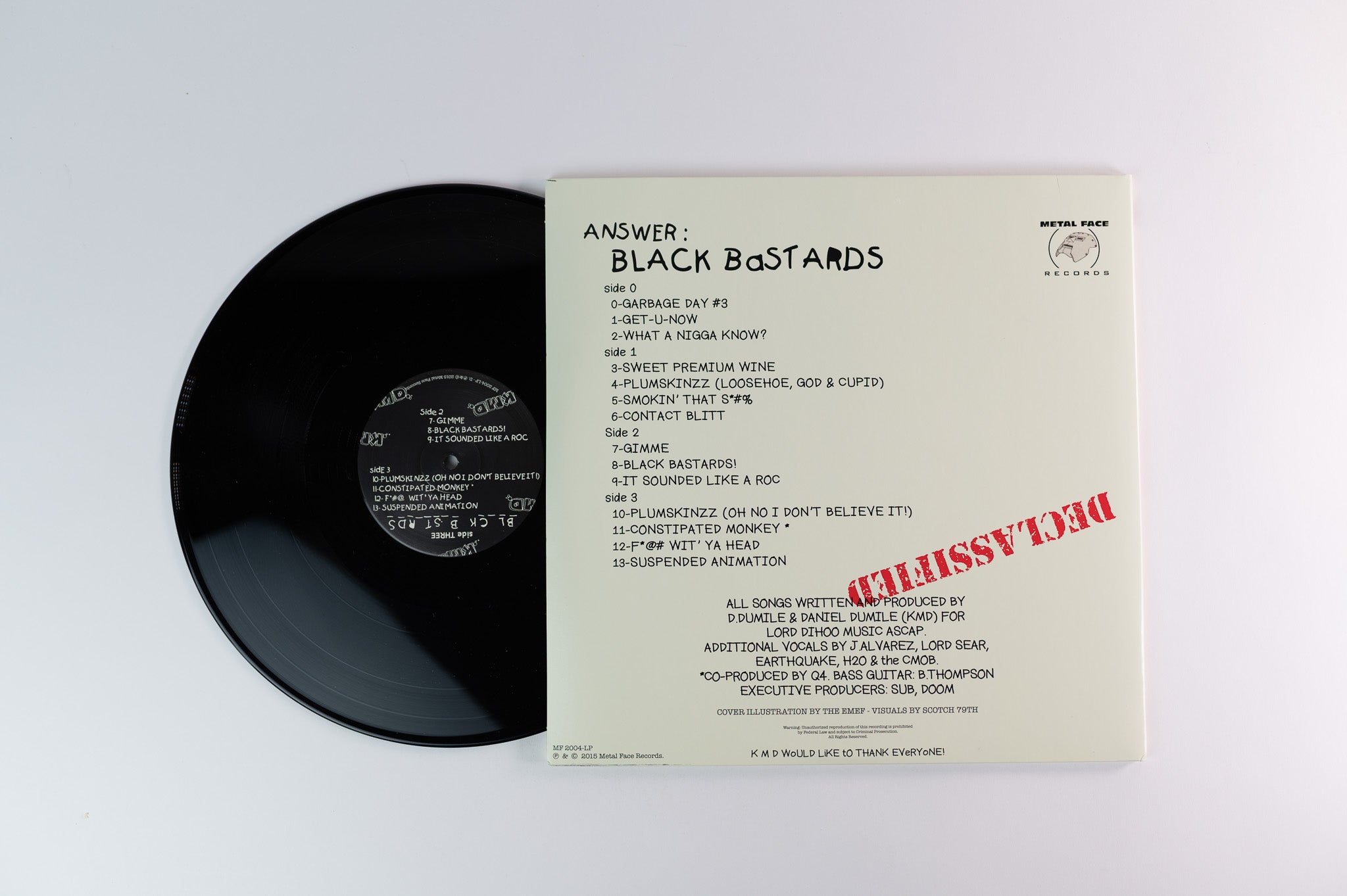 KMD - Bl_ck B_st_rds on Metal Face 2016 Reissue with Popup Gatefold