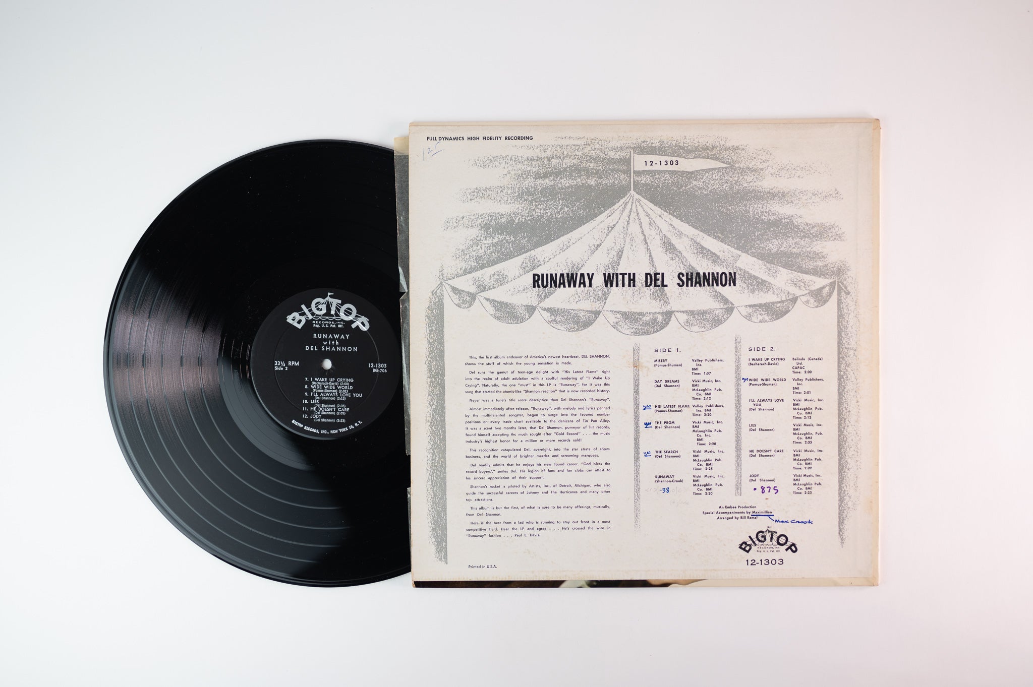 Del Shannon - Runaway With Del Shannon on Bigtop Mono