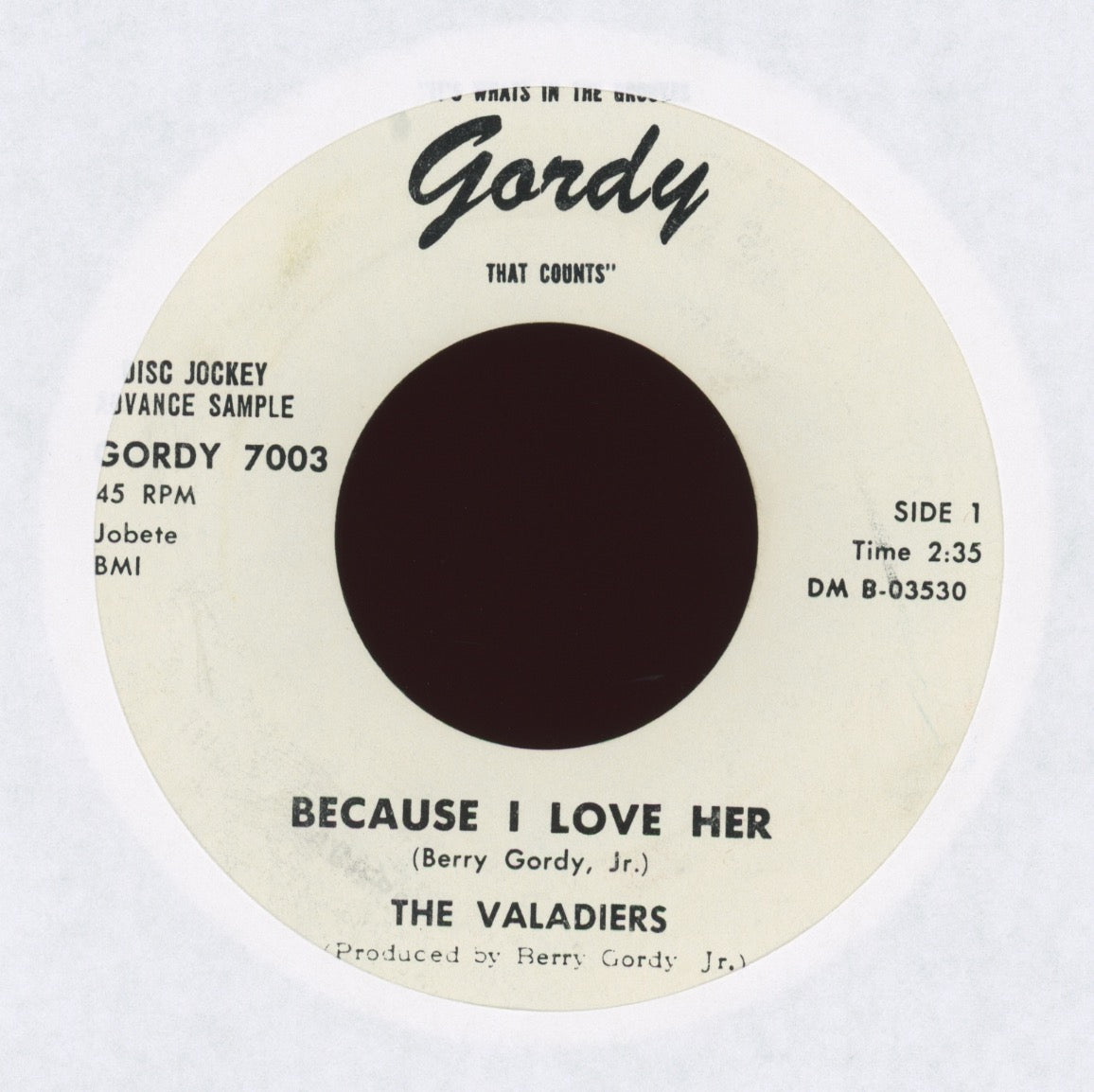 The Valadiers - Because I Love Her on Gordy Promo